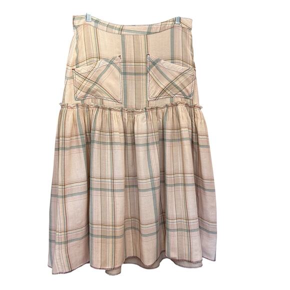 Free People Dresses & Skirts - Free People Women’s Plaid Fever Midi Skirt Distressed Grunge Bohemian 90s Vibe 8